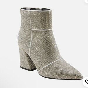 A New Day Glittering Silver Ankle Booties